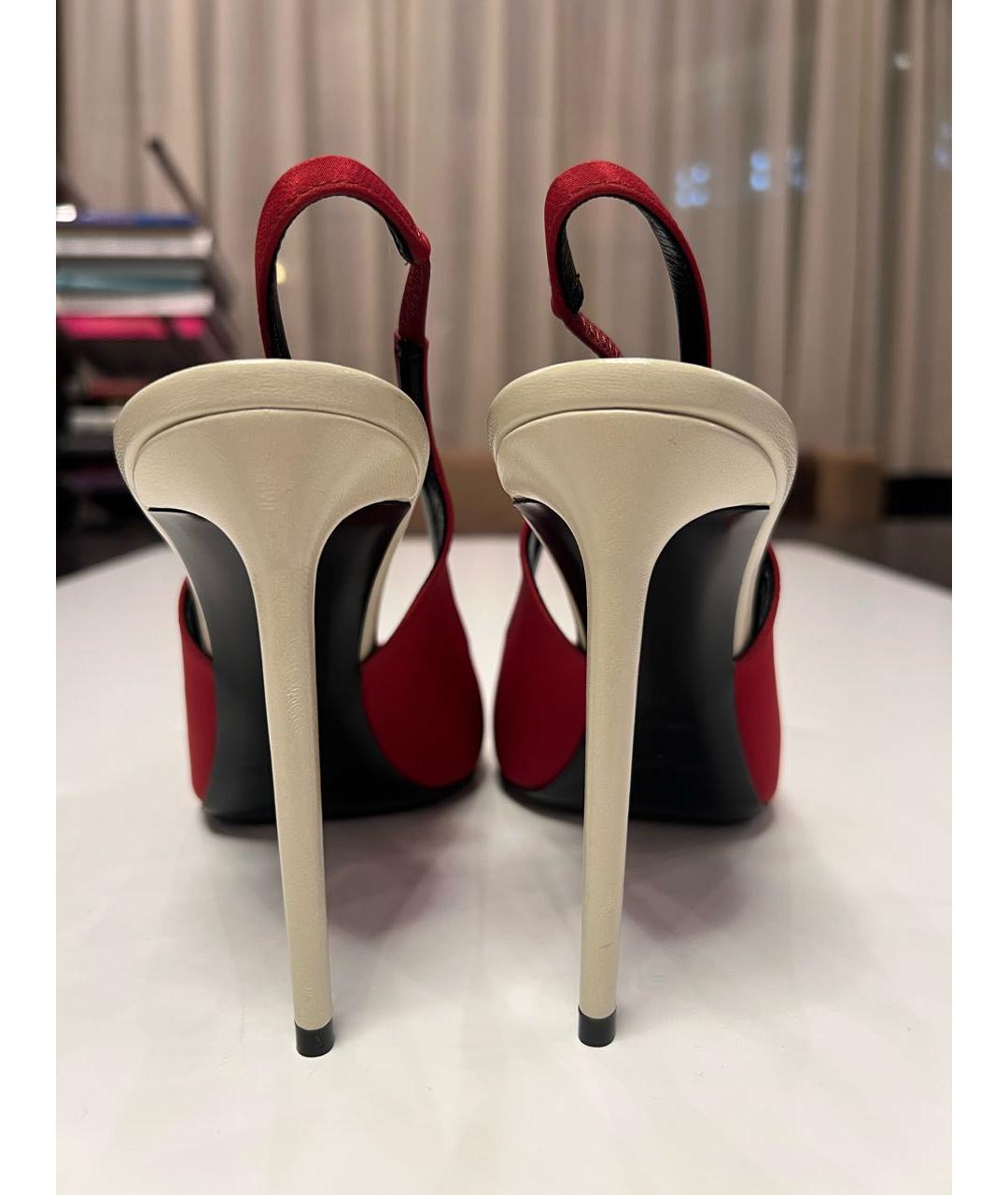 SAINT LAURENT Красные текстильные туфли, фото 4