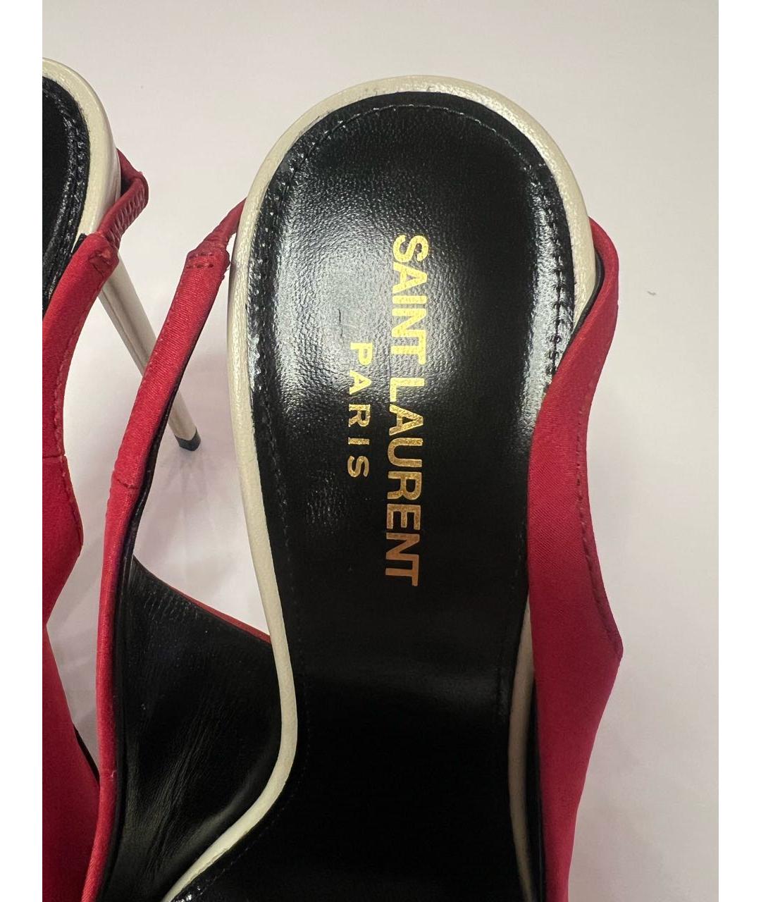 SAINT LAURENT Красные текстильные туфли, фото 5