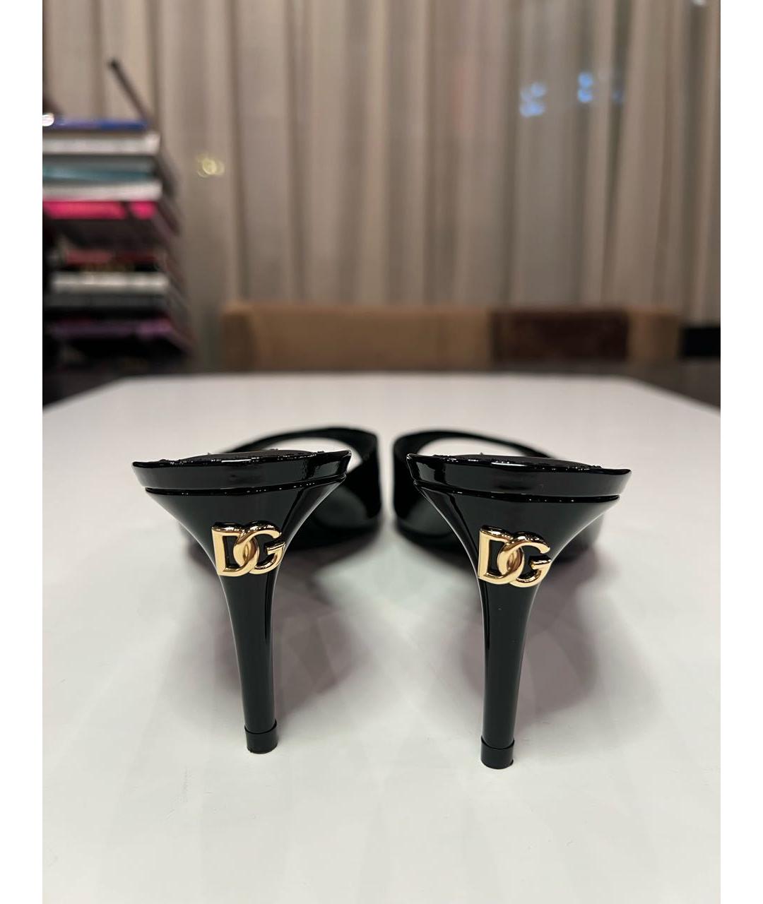 DOLCE&GABBANA Черные мюли из лакированной кожи, фото 4