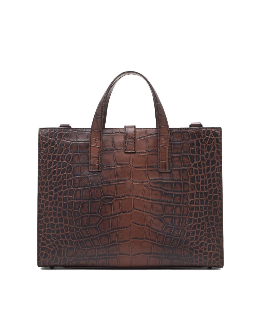 EMPORIO ARMANI Коричневая кожаная сумка тоут, фото 2