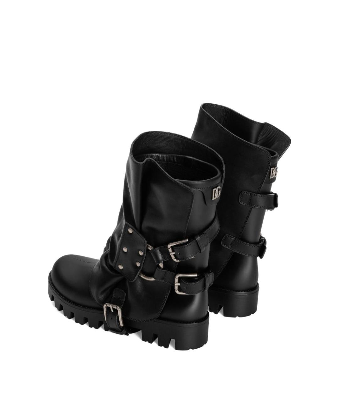 DOLCE&GABBANA Черные кожаные сапоги, фото 4