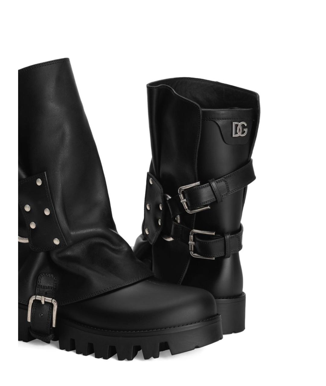 DOLCE&GABBANA Черные кожаные сапоги, фото 2