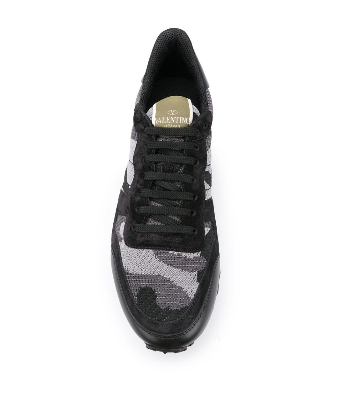 VALENTINO Черные кожаные низкие кроссовки / кеды, фото 2