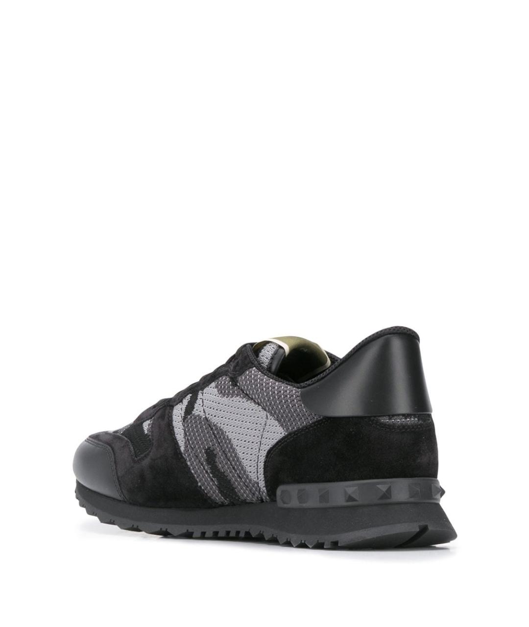 VALENTINO Черные кожаные низкие кроссовки / кеды, фото 3