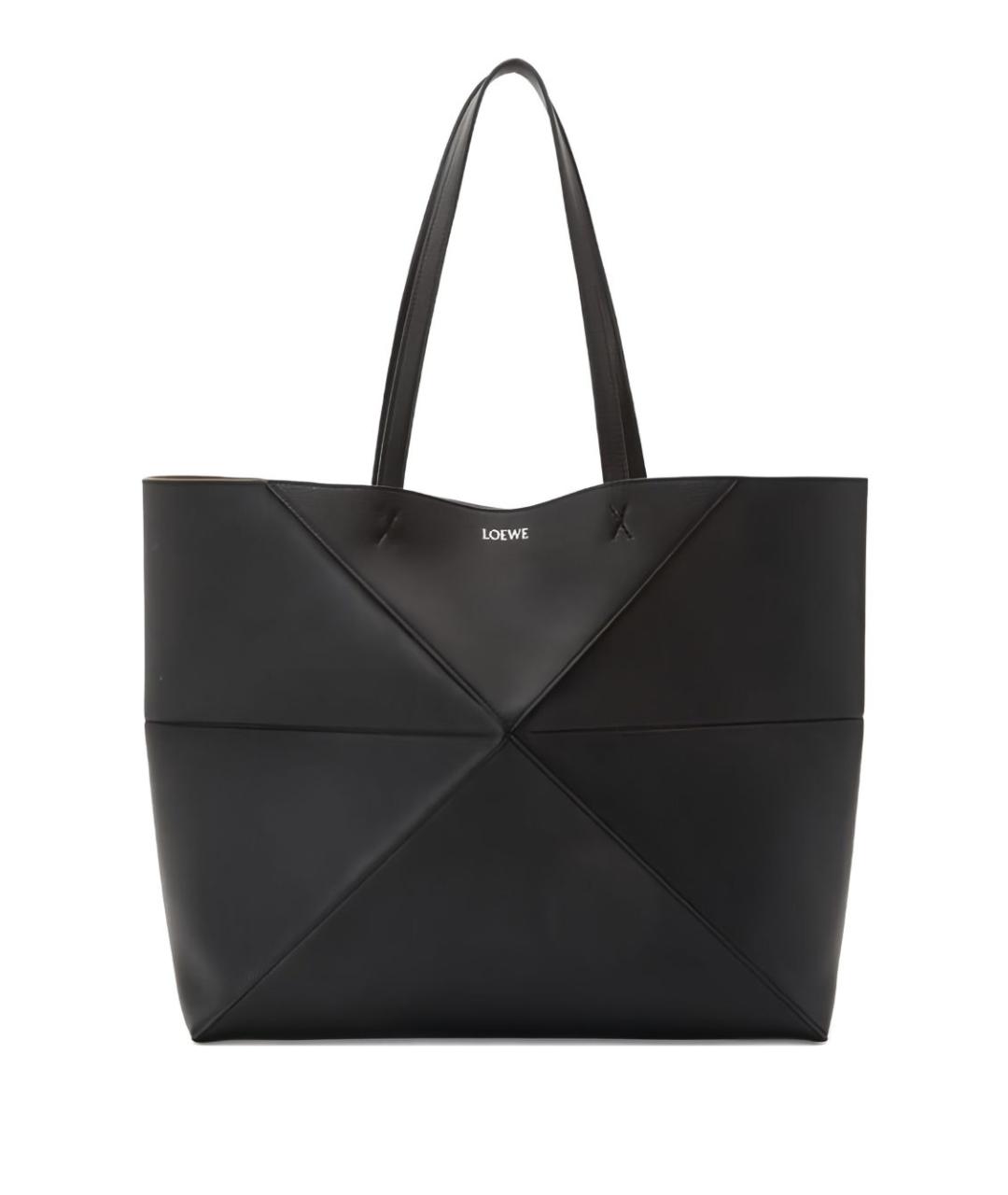 LOEWE Черная кожаная сумка тоут, фото 1