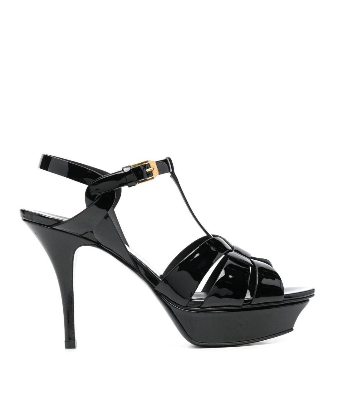 SAINT LAURENT Черные кожаные босоножки, фото 1