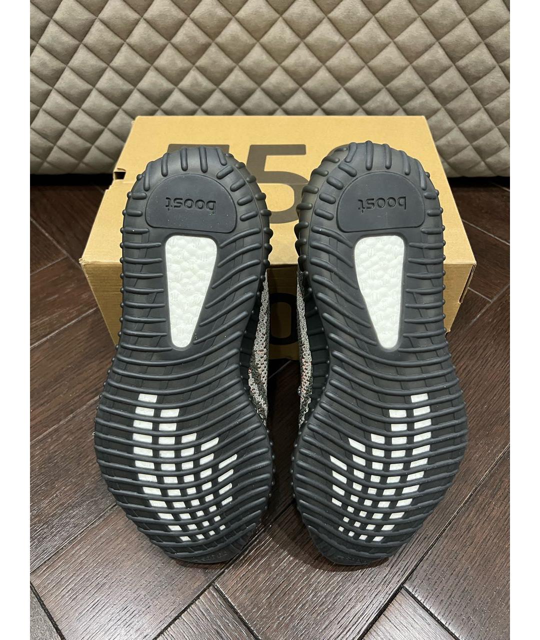 ADIDAS YEEZY Антрацитовые текстильные низкие кроссовки / кеды, фото 6