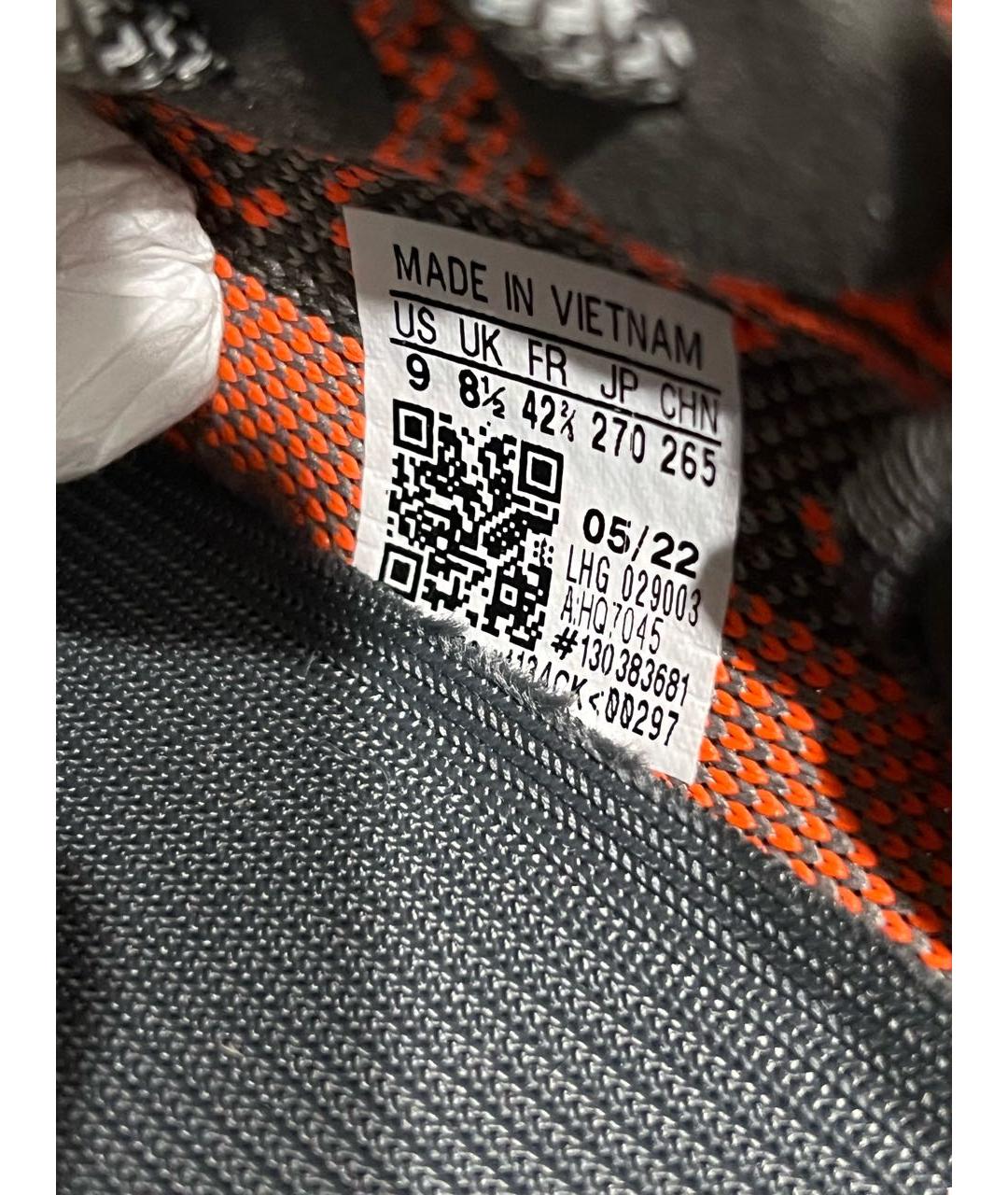 ADIDAS YEEZY Антрацитовые текстильные низкие кроссовки / кеды, фото 4