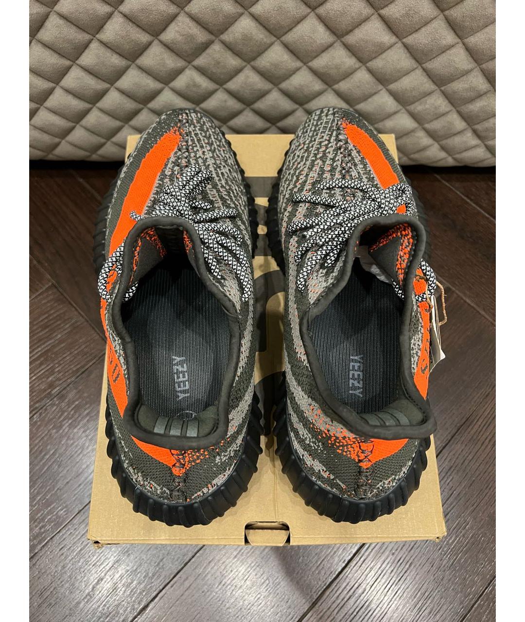 ADIDAS YEEZY Антрацитовые текстильные низкие кроссовки / кеды, фото 2