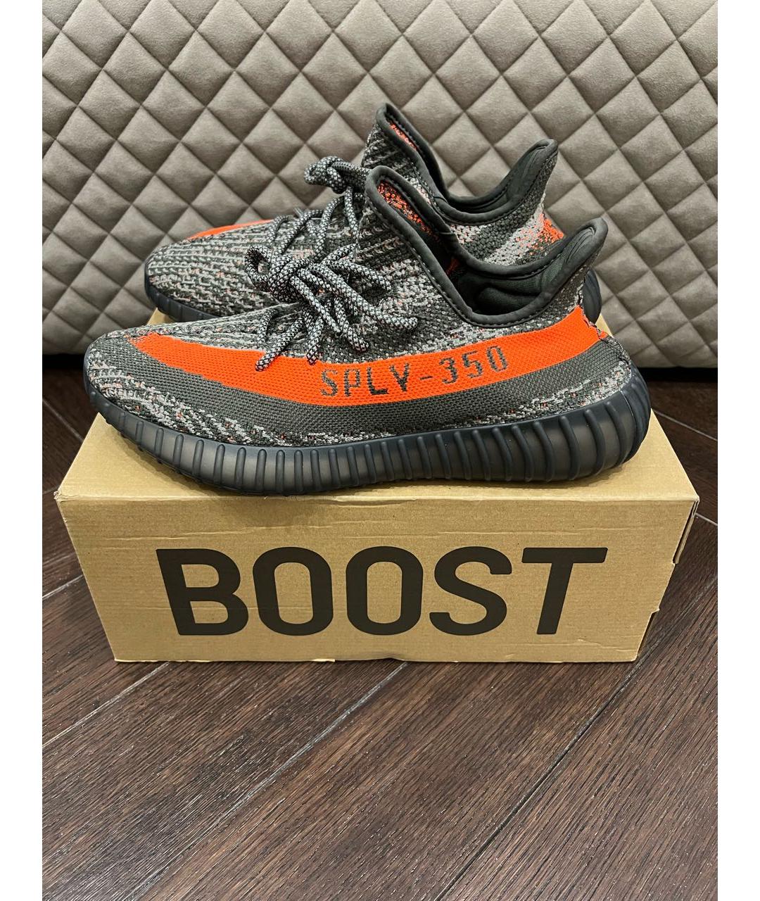 ADIDAS YEEZY Антрацитовые текстильные низкие кроссовки / кеды, фото 7