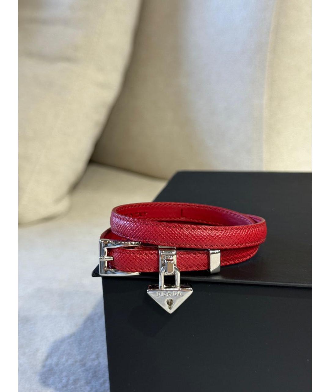 PRADA Красный кожаный браслет, фото 3