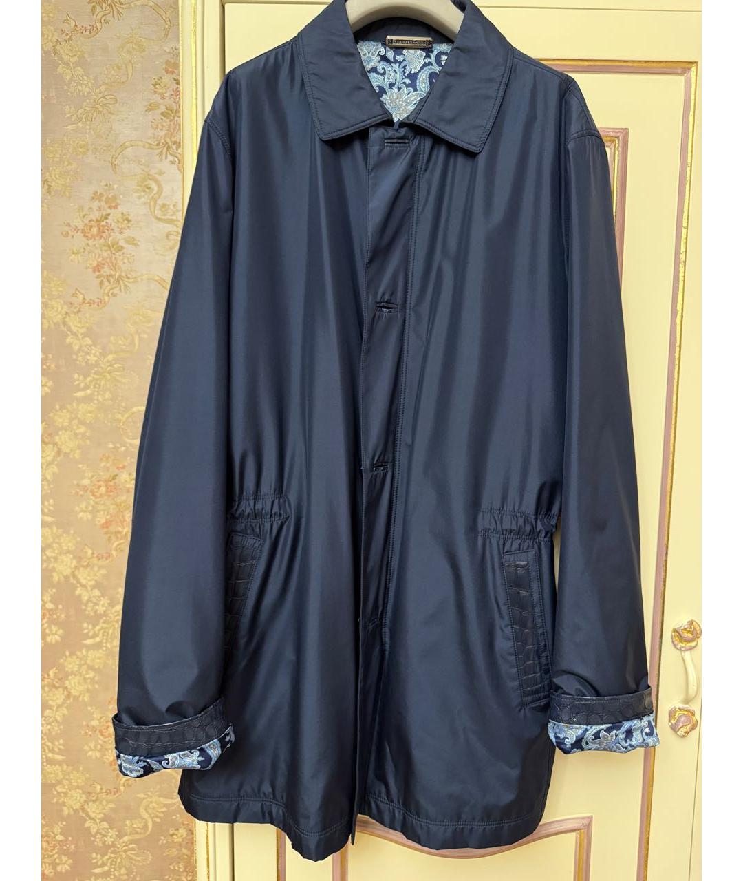 STEFANO RICCI Темно-синий синтетический тренч / плащ, фото 5