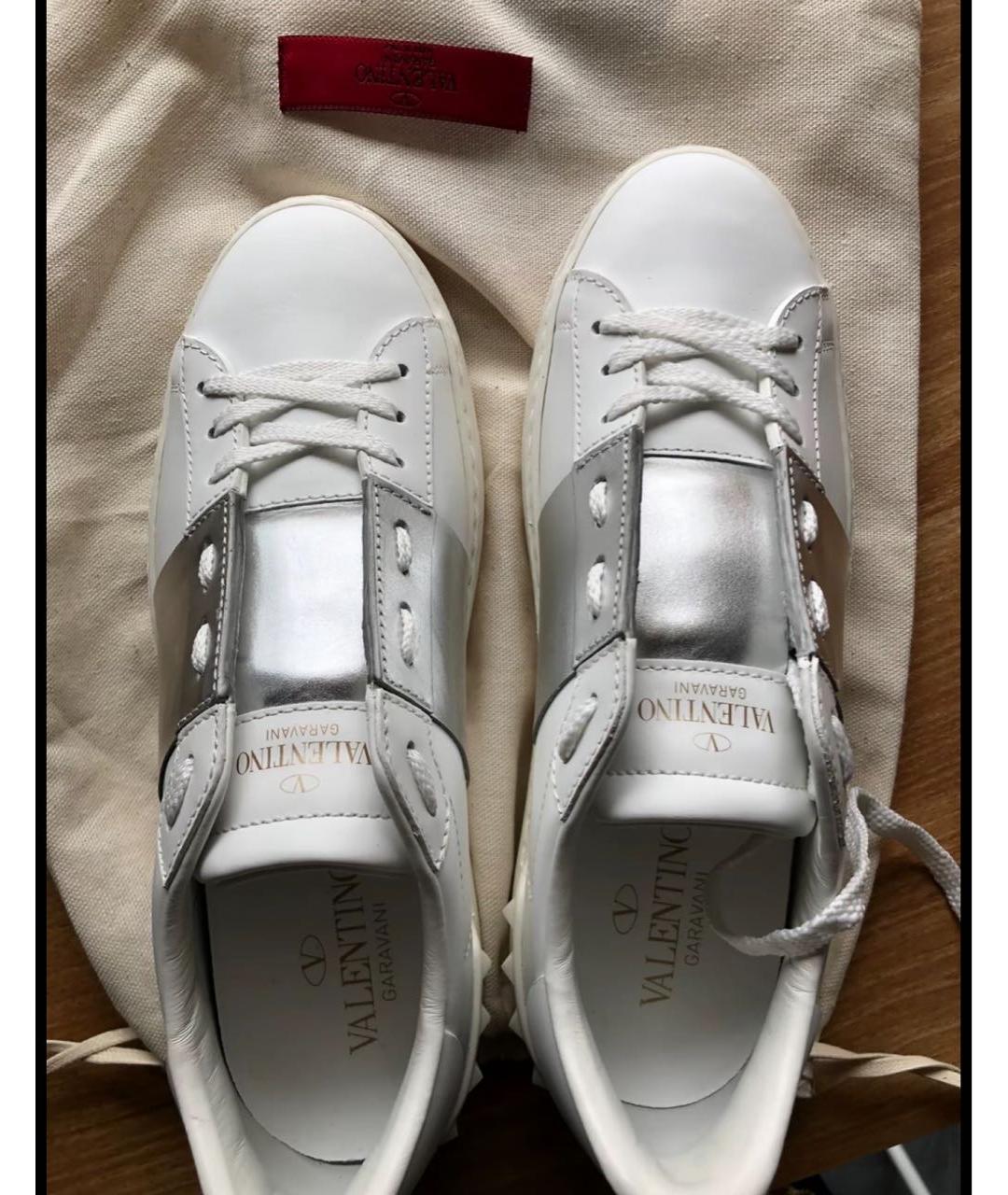 VALENTINO Белые кожаные низкие кроссовки / кеды, фото 3