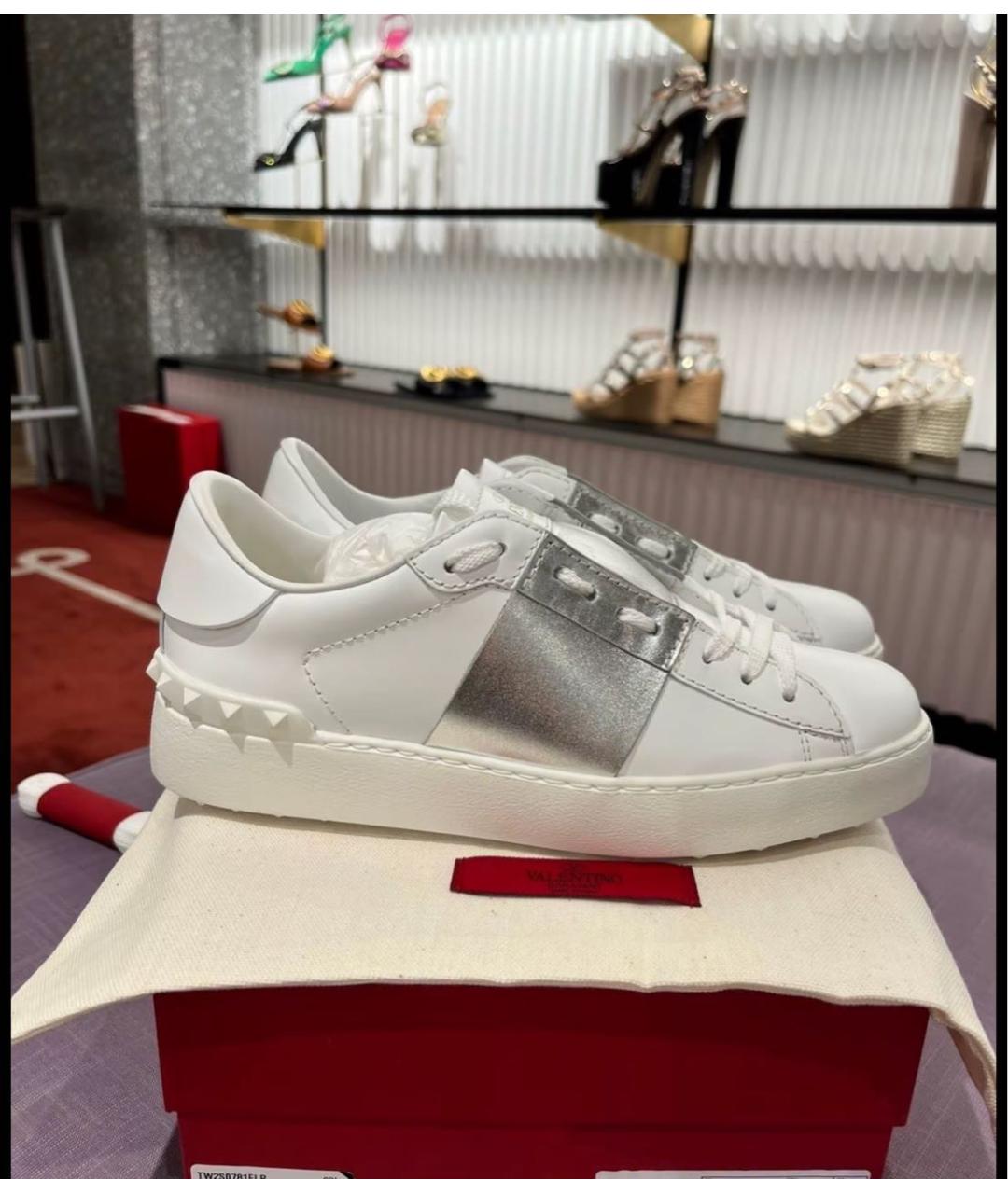 VALENTINO Белые кожаные низкие кроссовки / кеды, фото 5