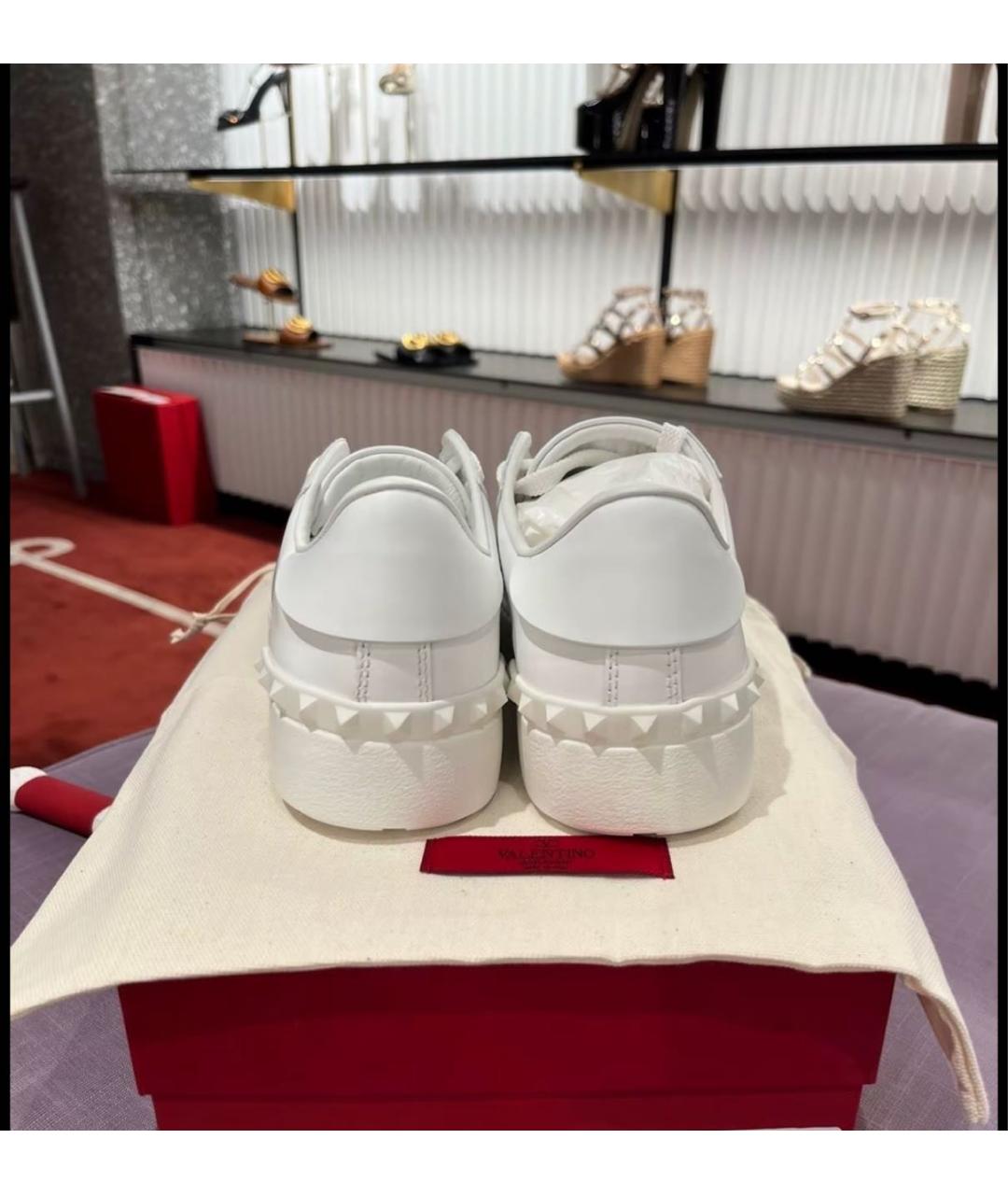 VALENTINO Белые кожаные низкие кроссовки / кеды, фото 4