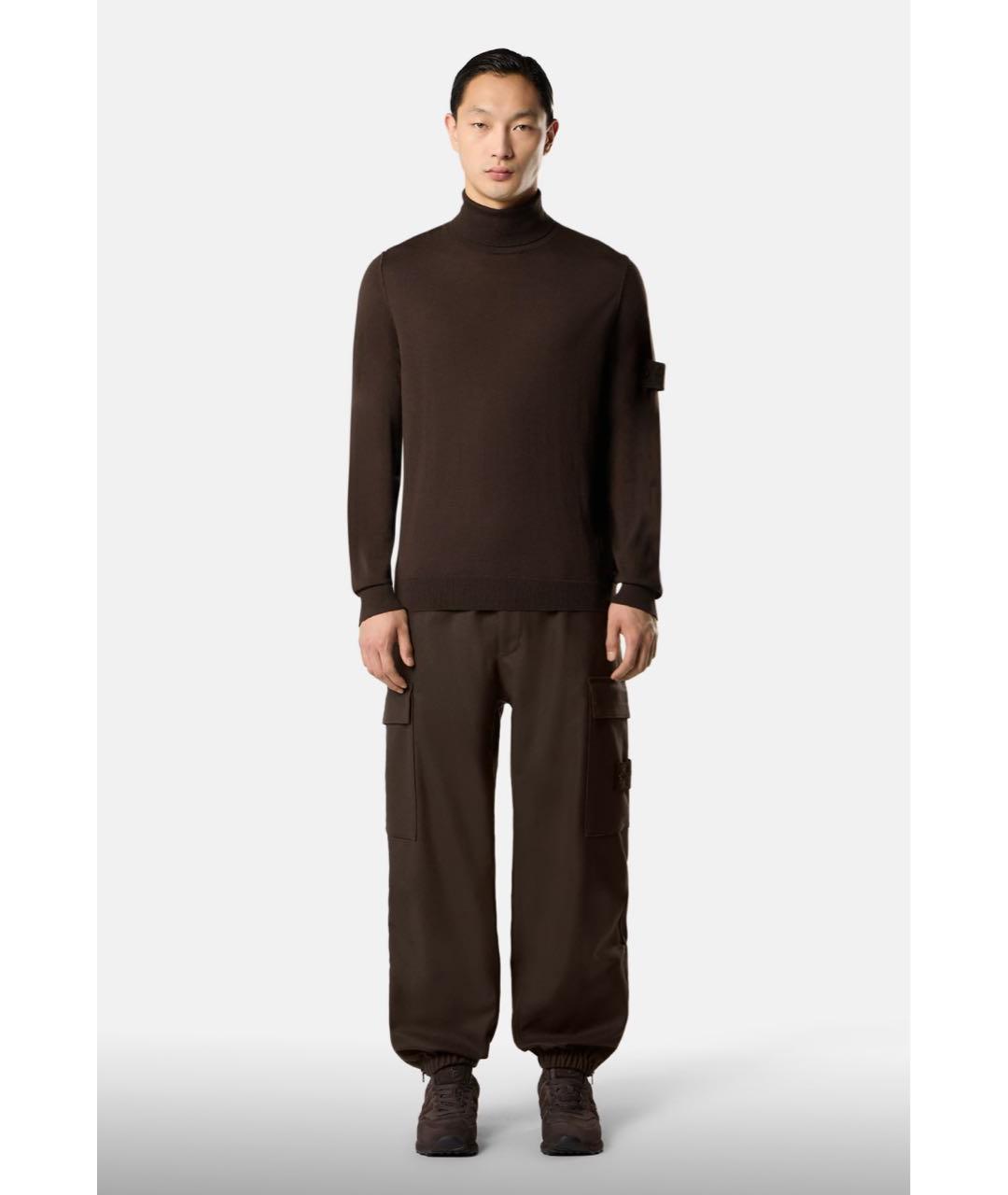 STONE ISLAND Коричневая шерстяная водолазка, фото 2