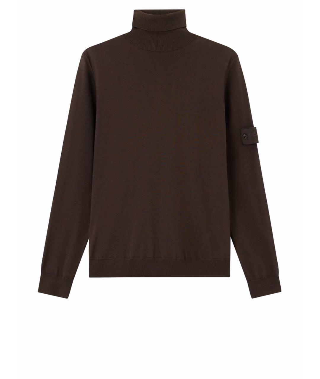 STONE ISLAND Коричневая шерстяная водолазка, фото 1