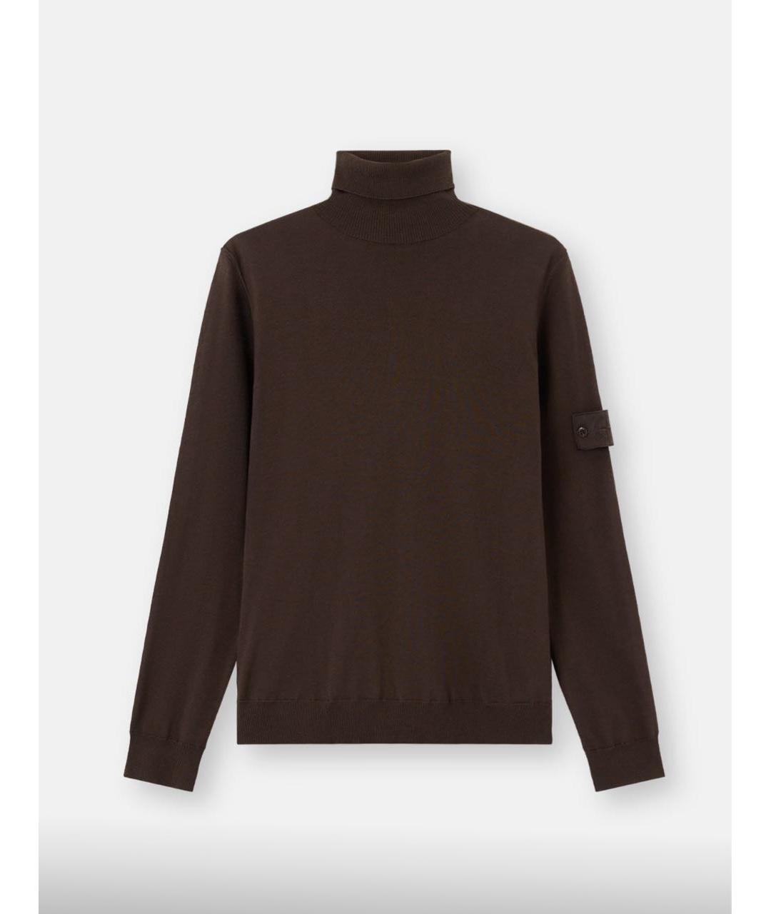 STONE ISLAND Коричневая шерстяная водолазка, фото 6