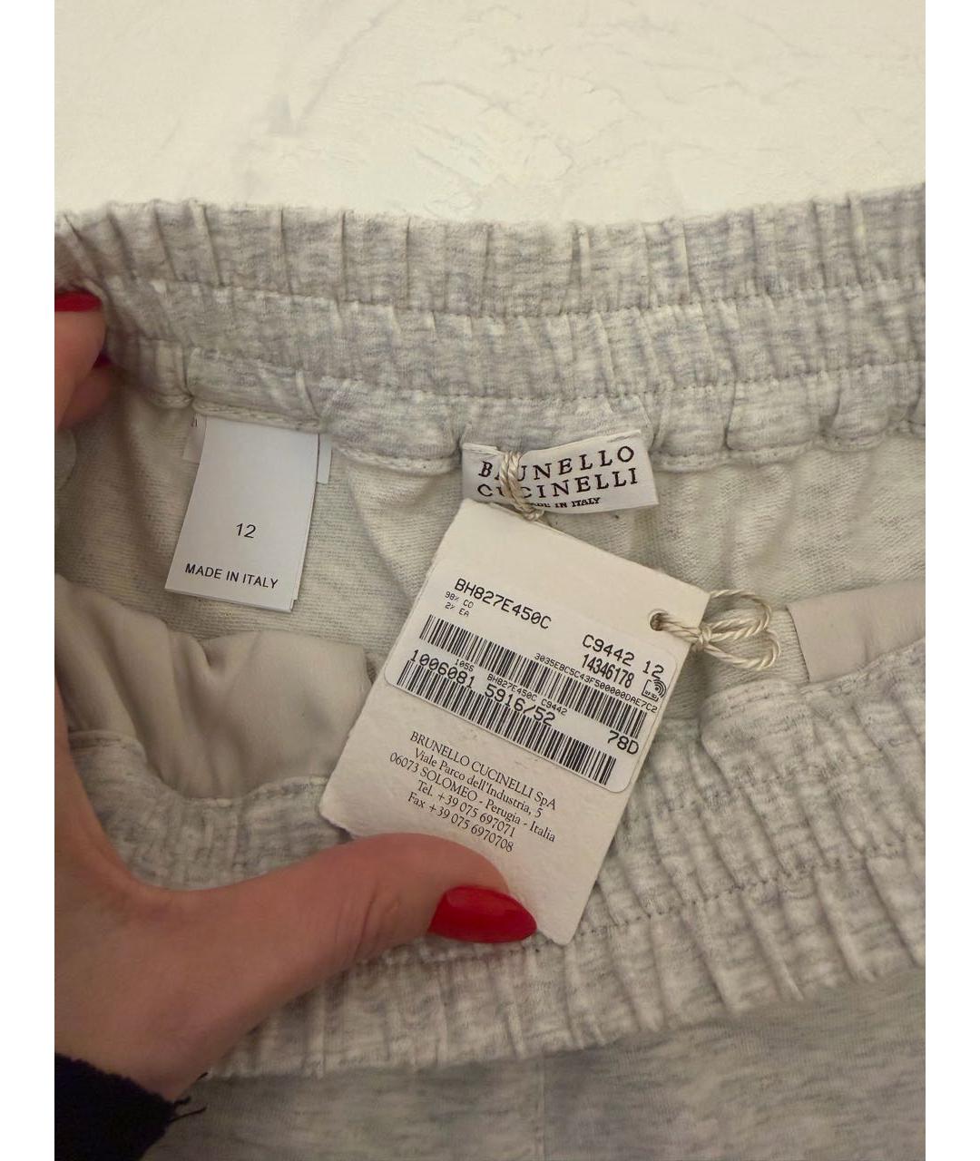 BRUNELLO CUCINELLI Серые хлопковые брюки и шорты, фото 4