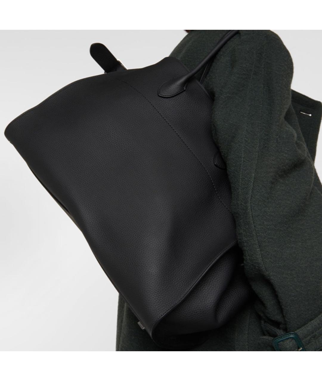 THE ROW Черная кожаная сумка с короткими ручками, фото 5