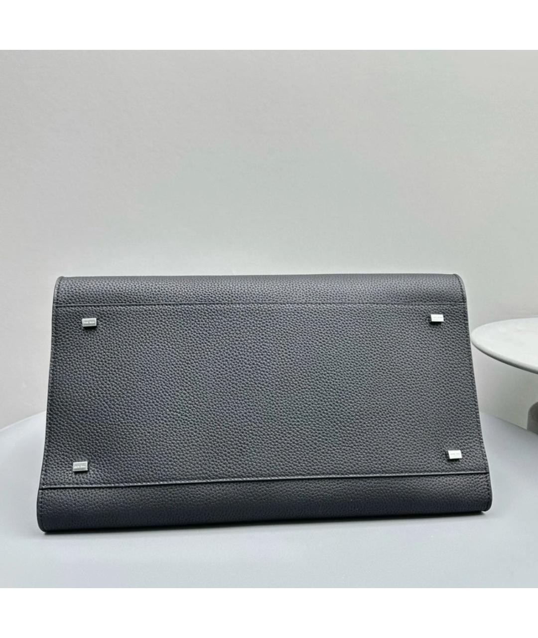 THE ROW Черная кожаная сумка с короткими ручками, фото 7