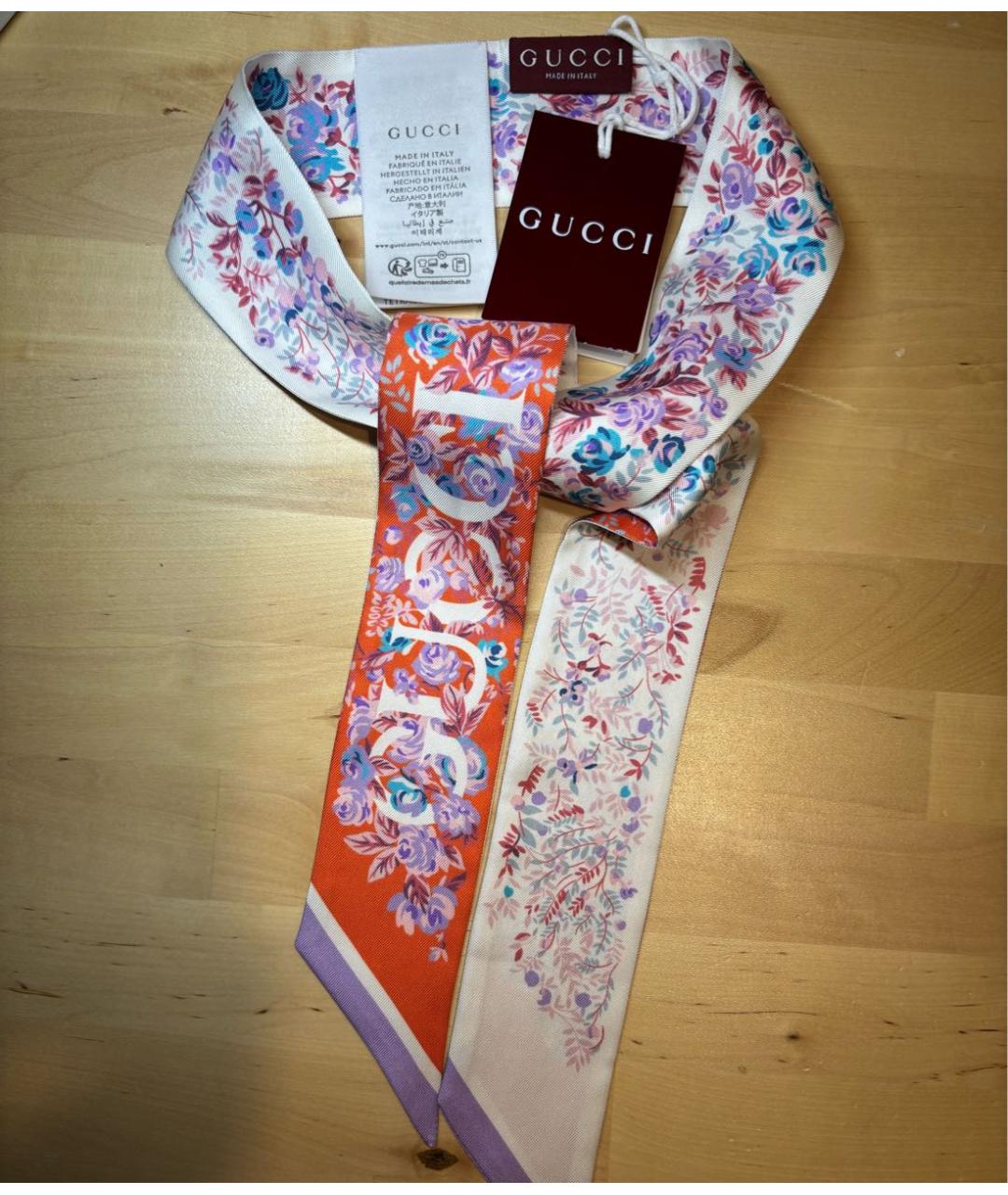 GUCCI Мульти шелковый шарф, фото 6