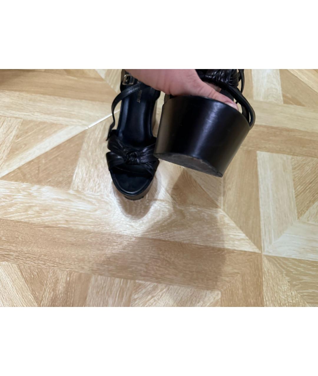 SAINT LAURENT Черные кожаные босоножки, фото 6