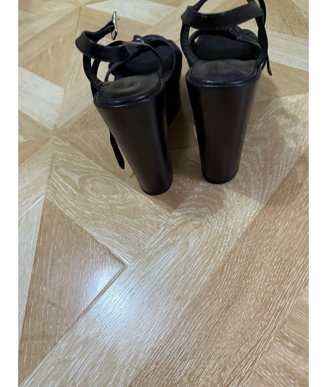 SAINT LAURENT Черные кожаные босоножки, фото 5