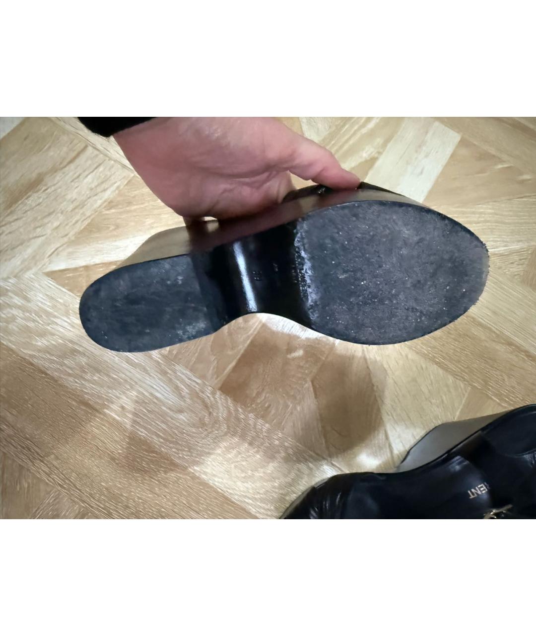 SAINT LAURENT Черные кожаные босоножки, фото 7