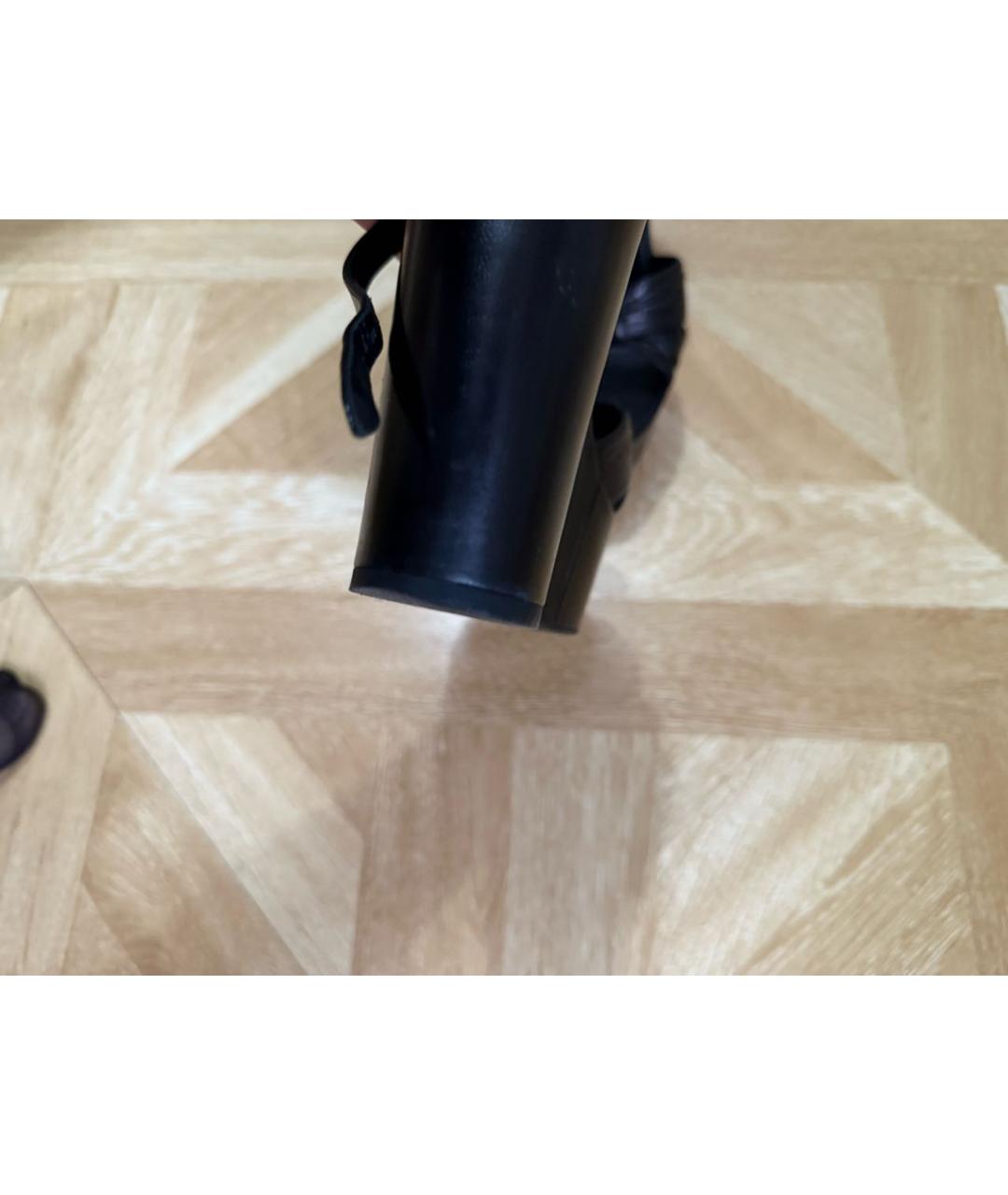 SAINT LAURENT Черные кожаные босоножки, фото 4