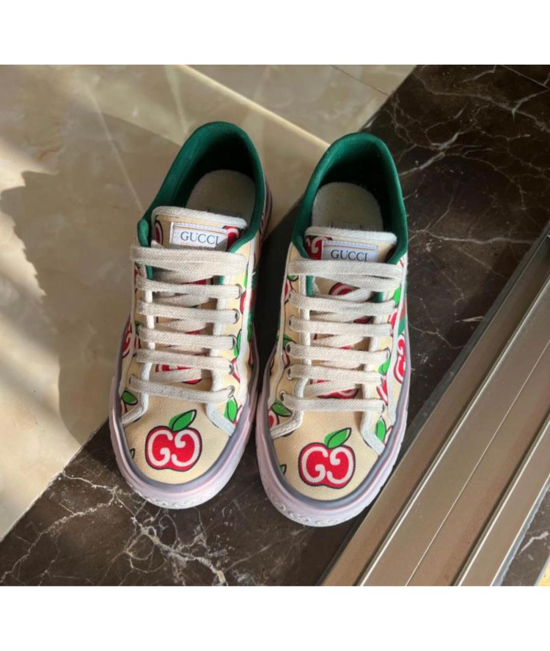 GUCCI Бежевые текстильные кеды, фото 2