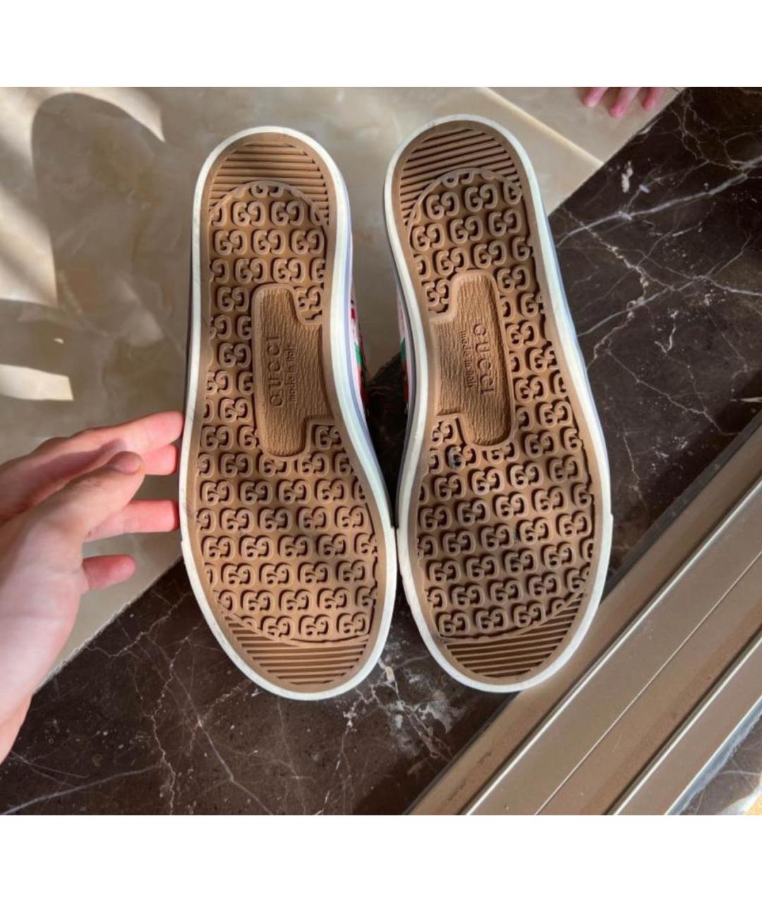 GUCCI Бежевые текстильные кеды, фото 6