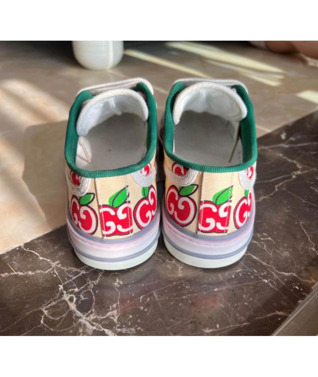 GUCCI Бежевые текстильные кеды, фото 4