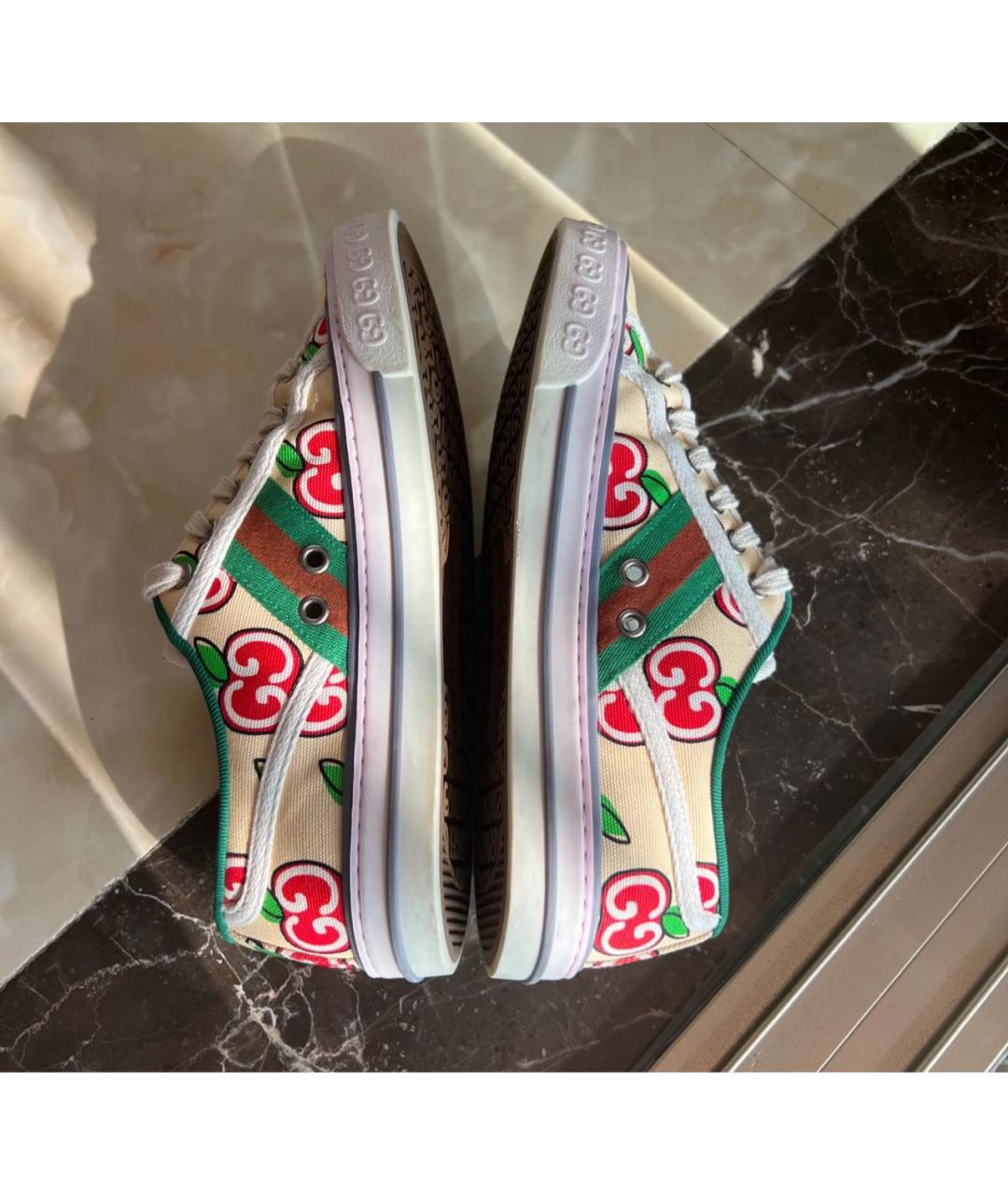 GUCCI Бежевые текстильные кеды, фото 7