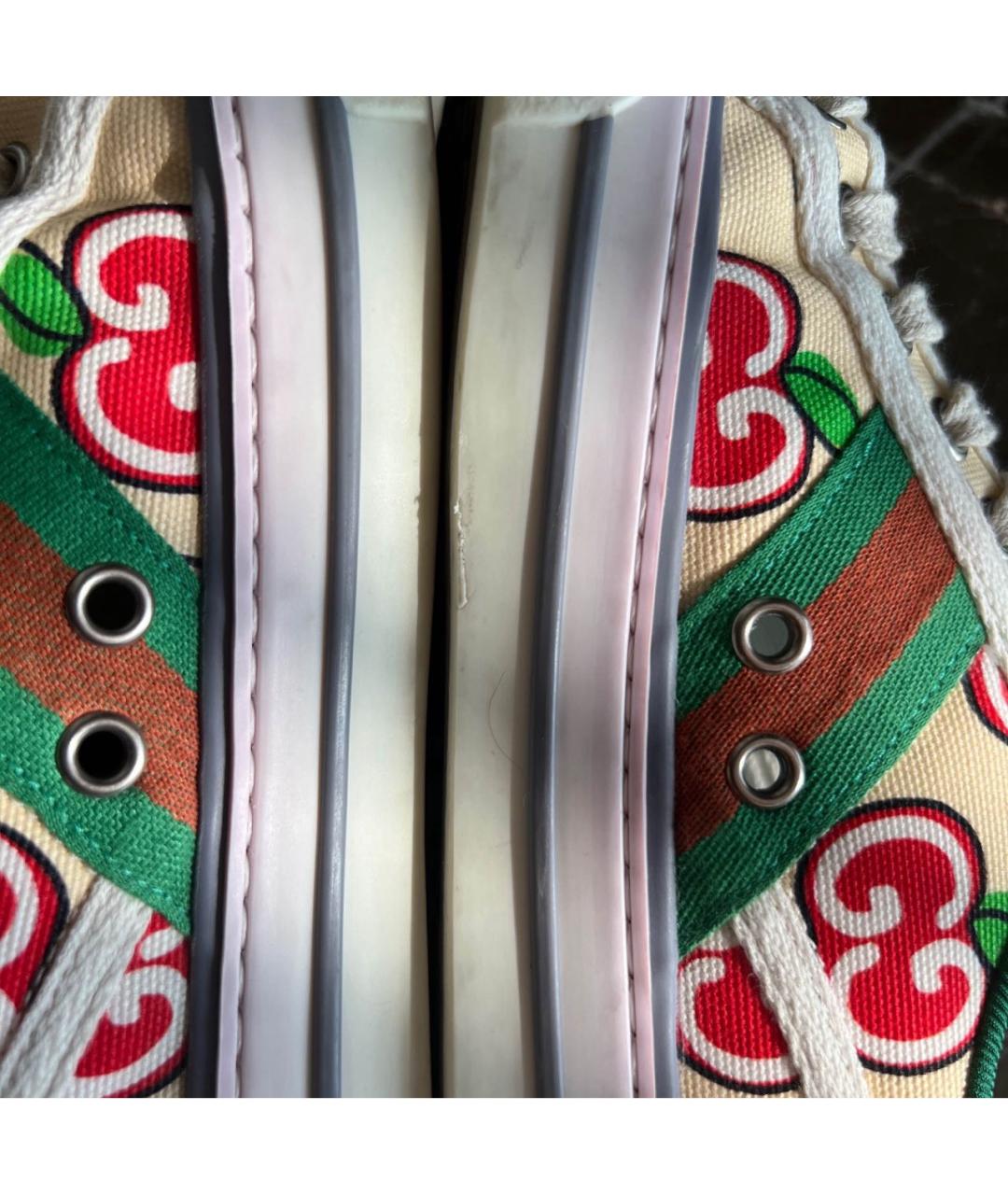 GUCCI Бежевые текстильные кеды, фото 5