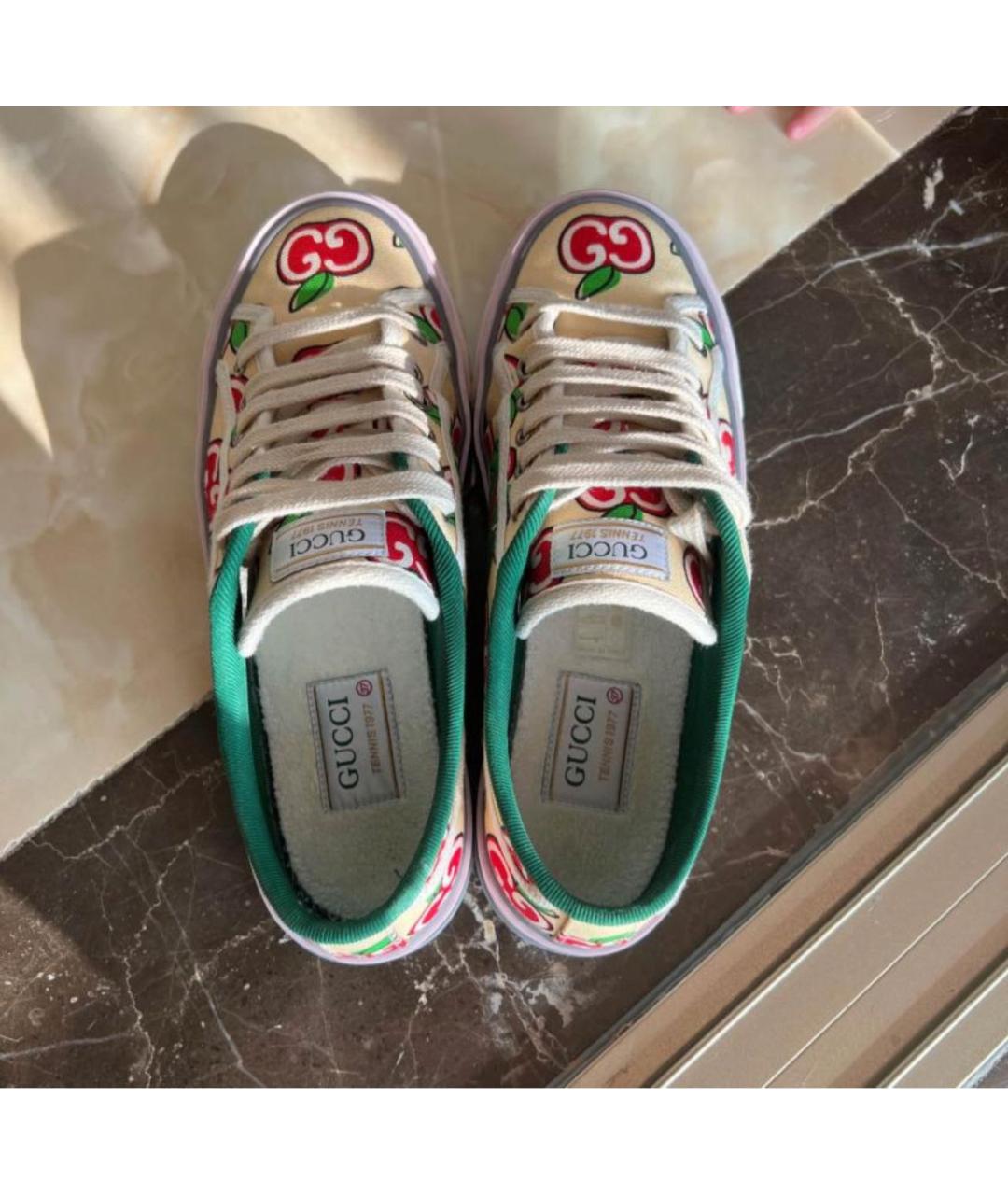 GUCCI Бежевые текстильные кеды, фото 3