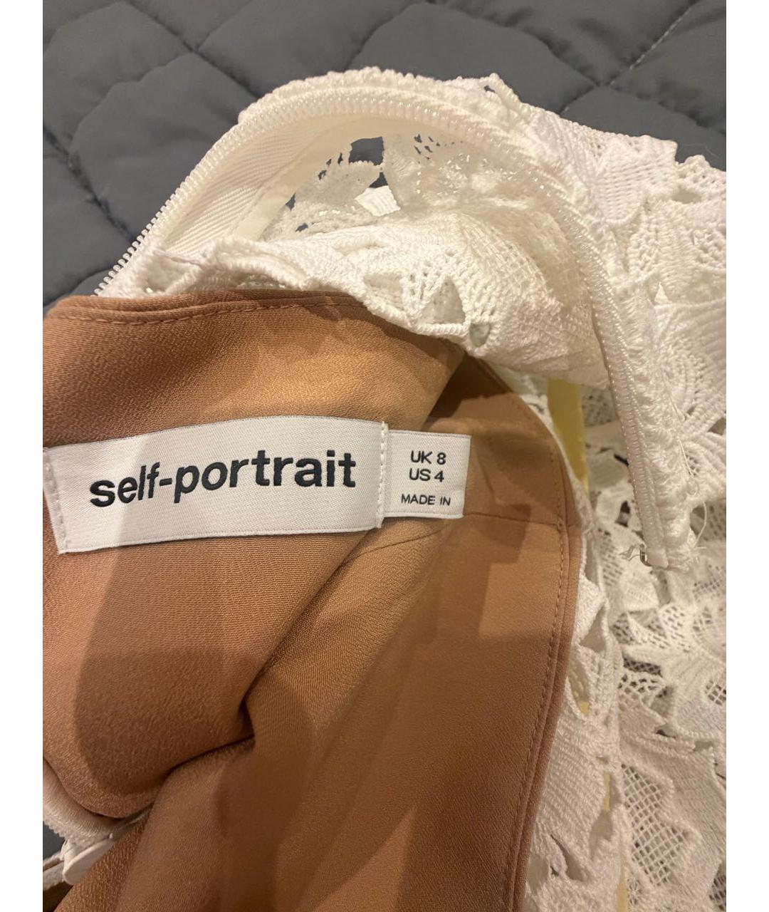 SELF-PORTRAIT Белое полиэстеровое коктейльное платье, фото 3