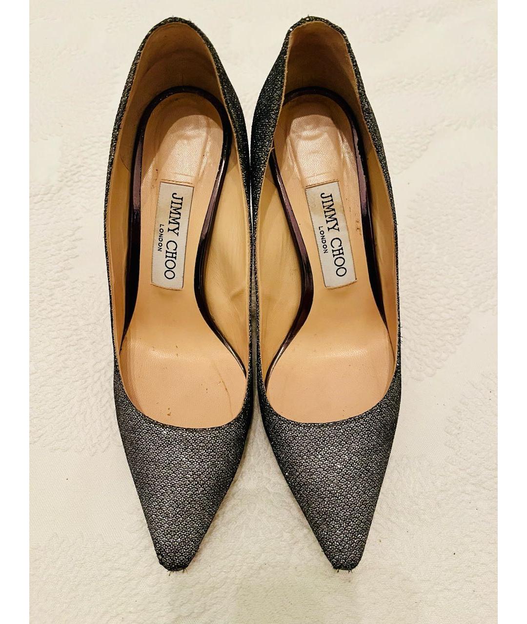 JIMMY CHOO Серебряные кожаные туфли, фото 2