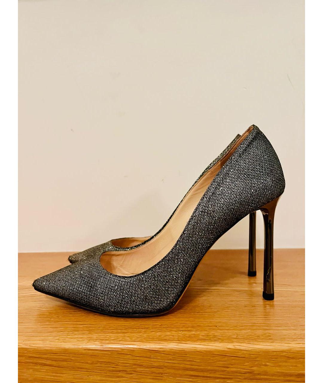 JIMMY CHOO Серебряные кожаные туфли, фото 5