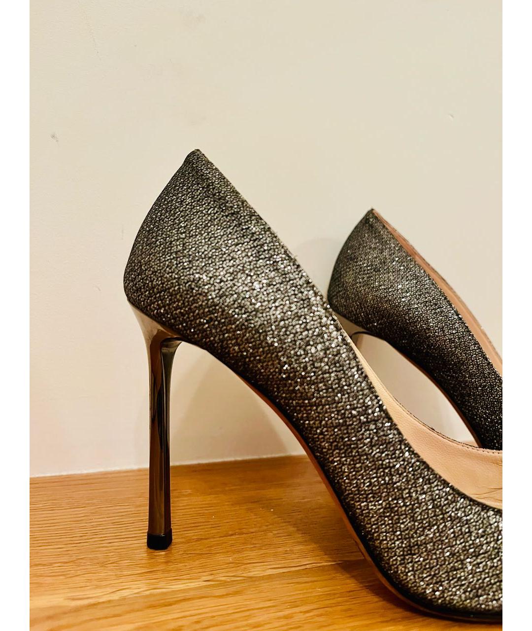 JIMMY CHOO Серебряные кожаные туфли, фото 3