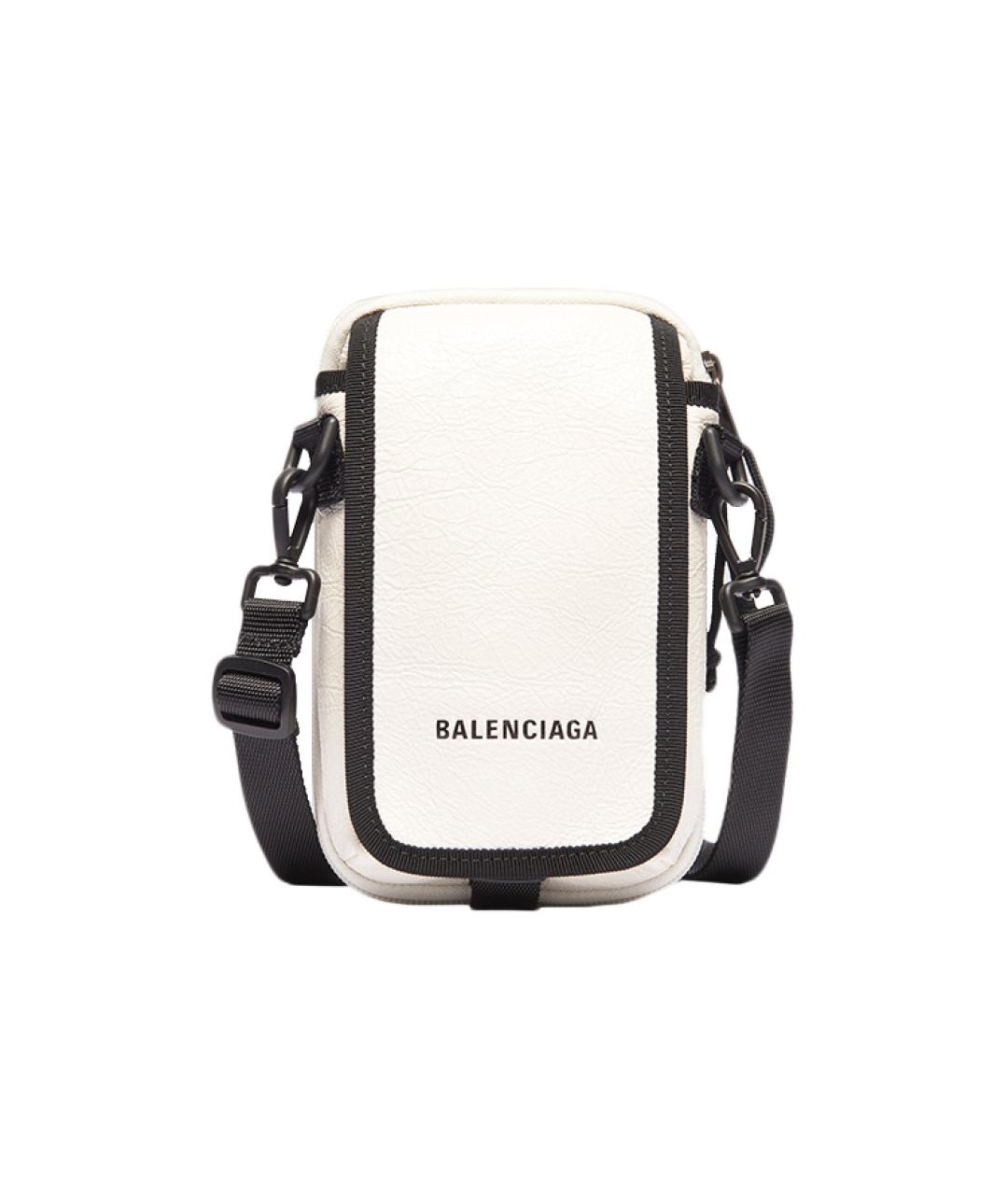 BALENCIAGA Белая кожаная сумка на плечо, фото 1