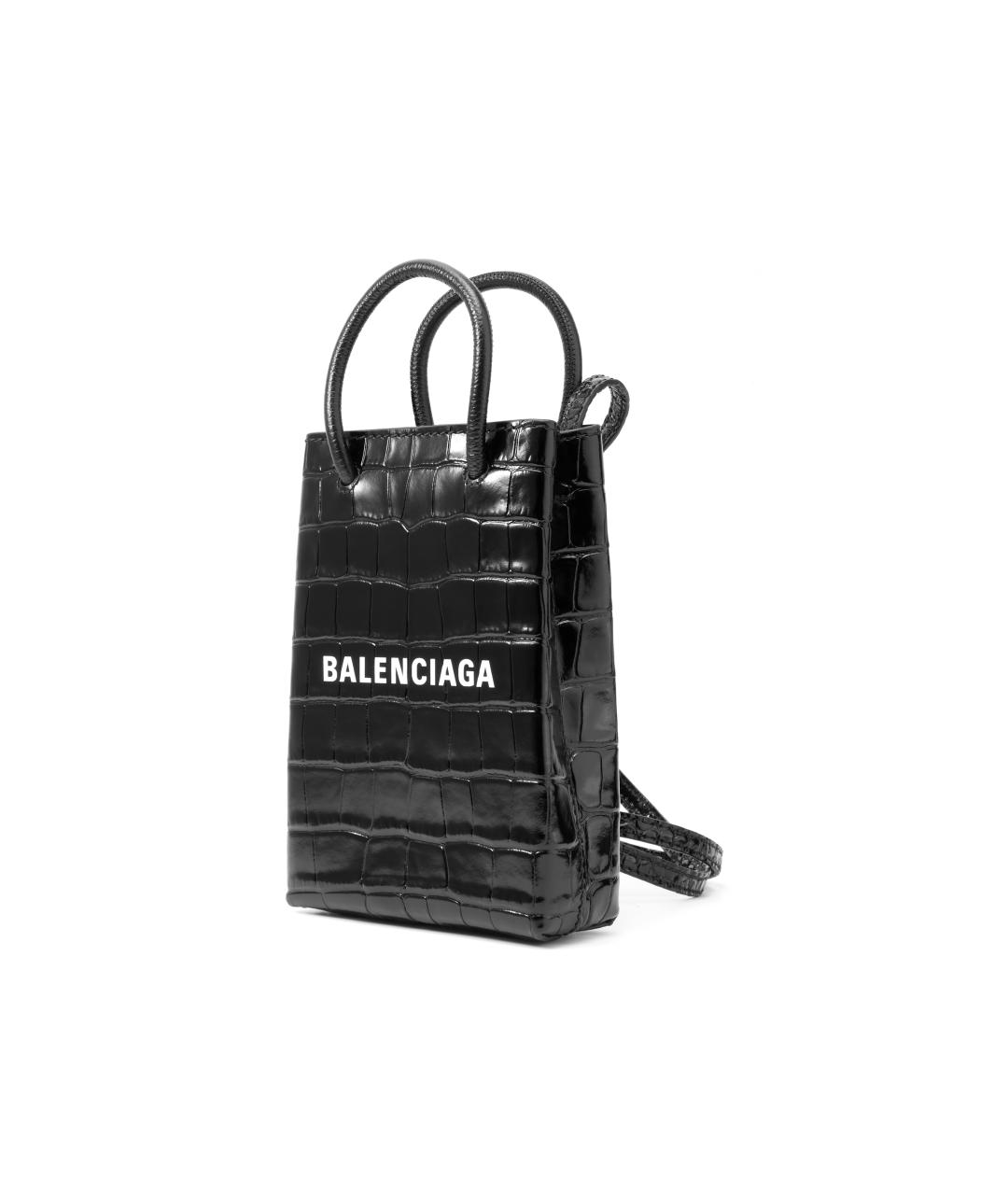 BALENCIAGA Черная кожаная сумка через плечо, фото 2