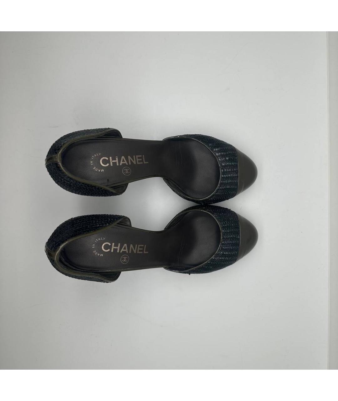 CHANEL Антрацитовые кожаные туфли, фото 2