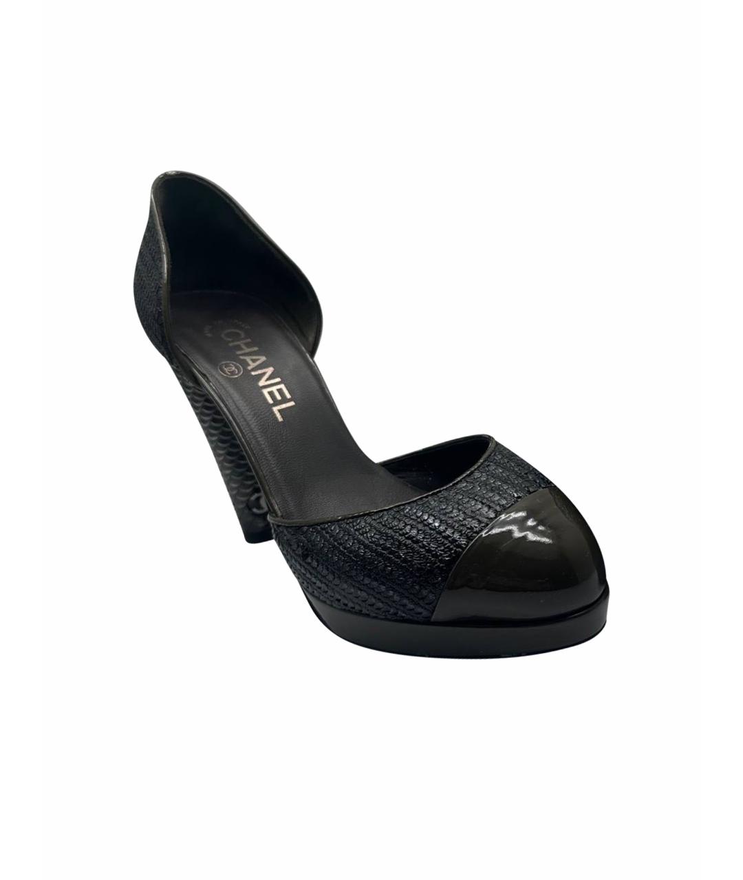 CHANEL Антрацитовые кожаные туфли, фото 1