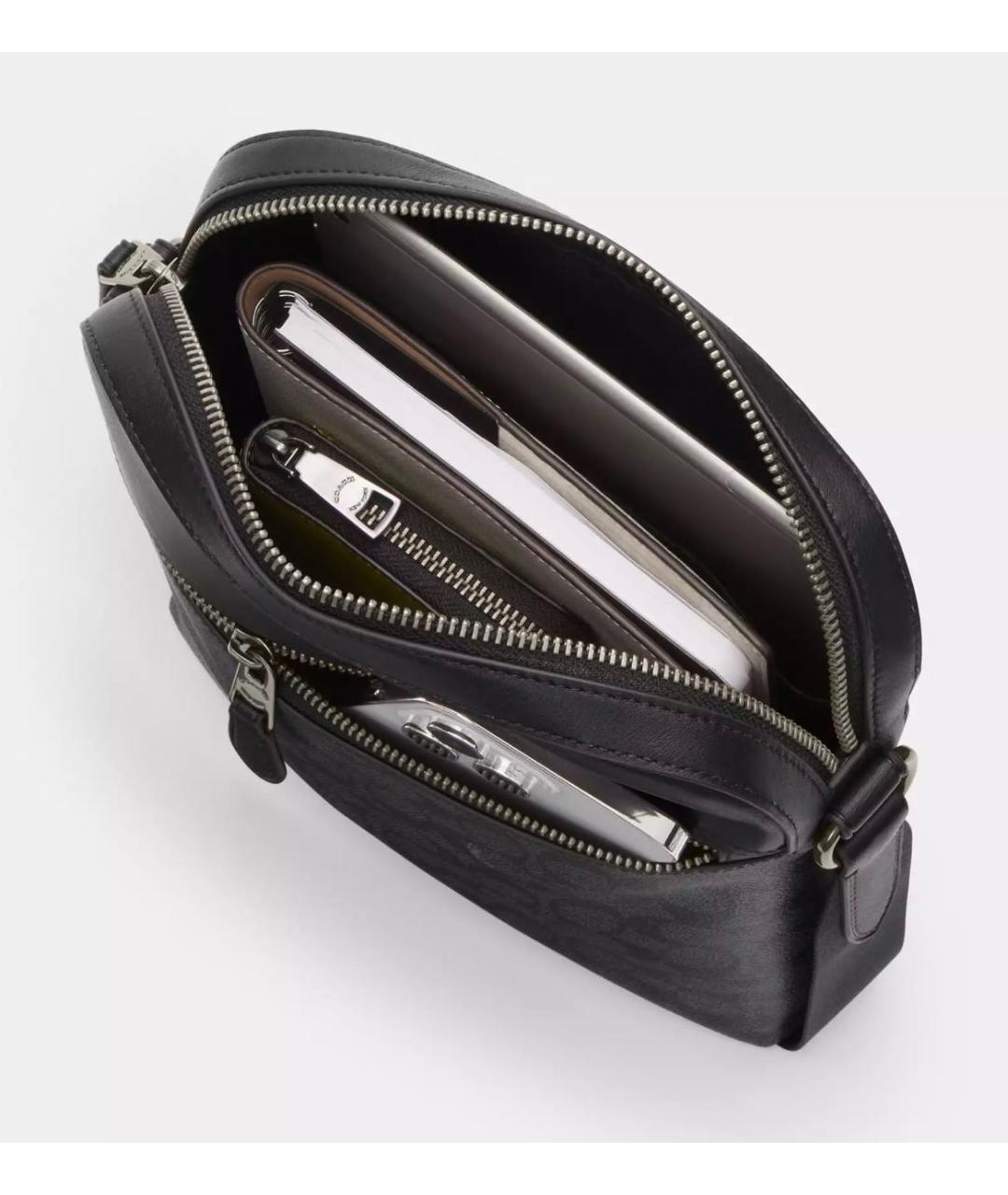 COACH Черная кожаная сумка на плечо, фото 2