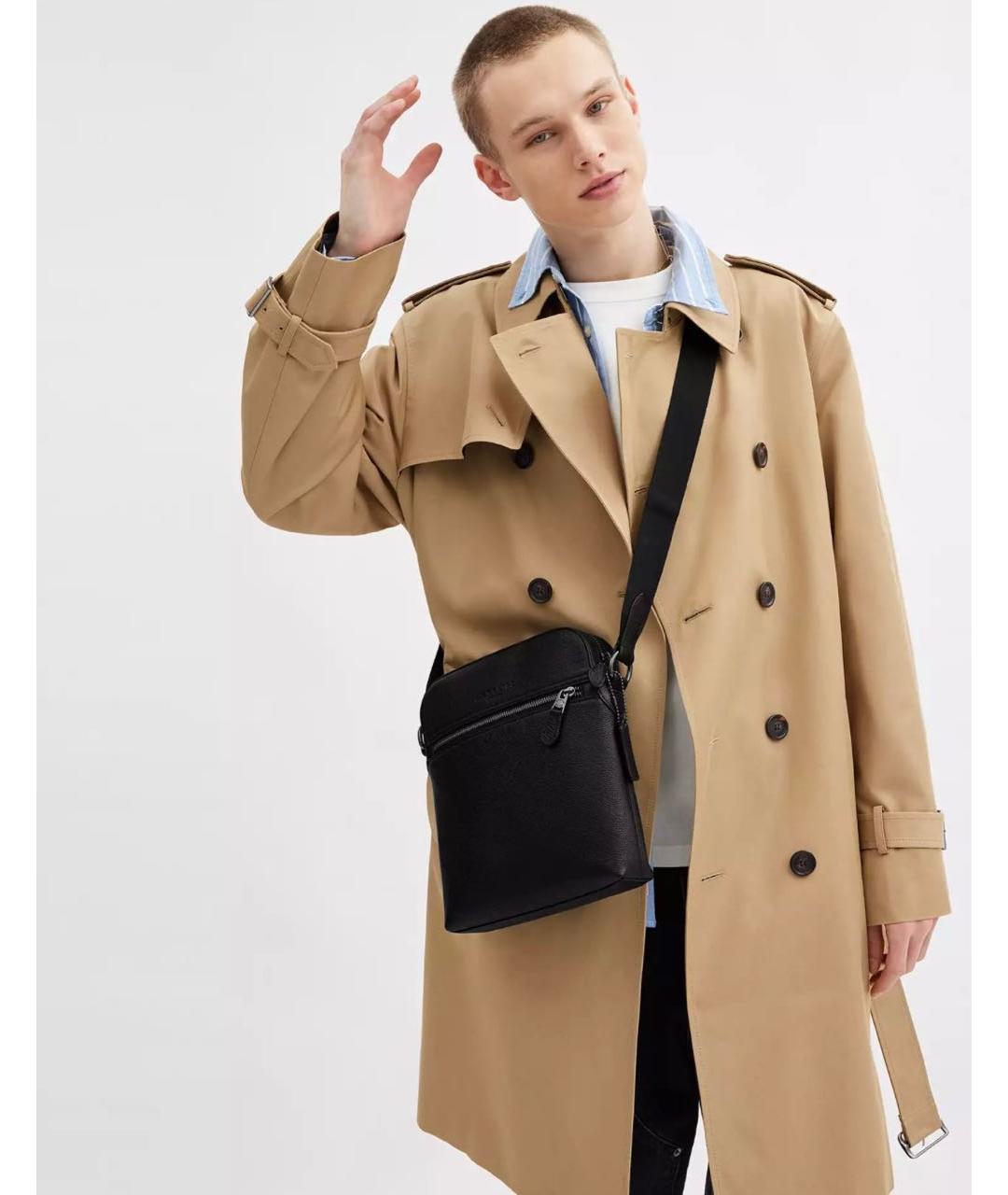 COACH Черная кожаная сумка на плечо, фото 3