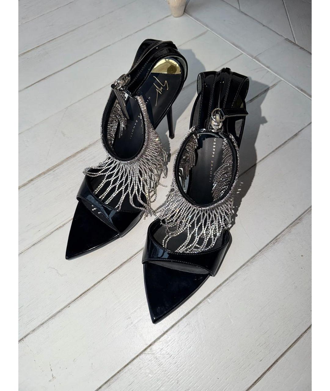 GIUSEPPE ZANOTTI DESIGN Черные босоножки из лакированной кожи, фото 2