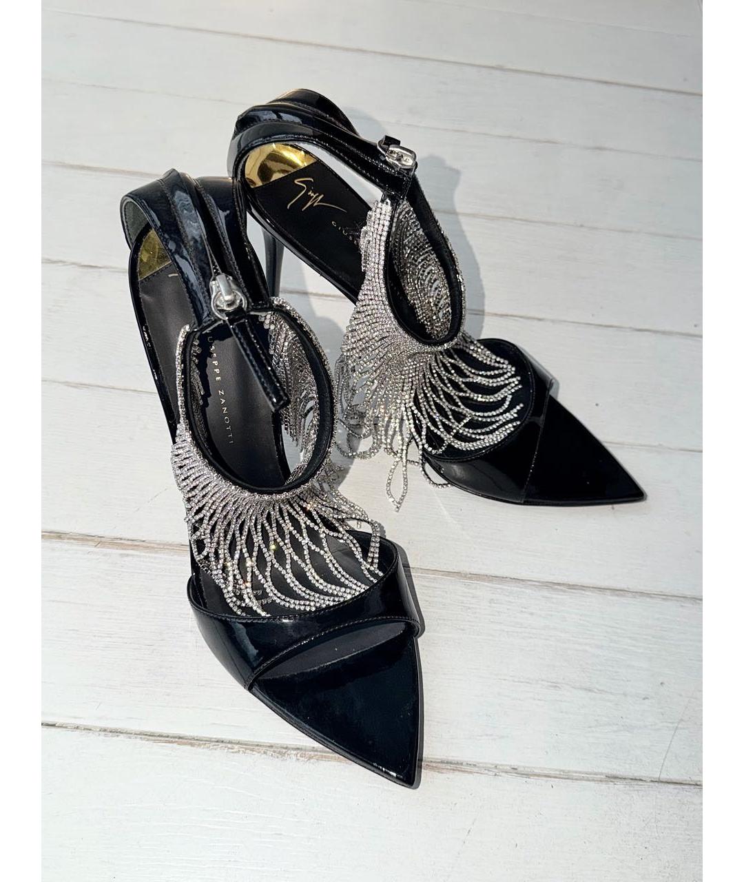 GIUSEPPE ZANOTTI DESIGN Черные босоножки из лакированной кожи, фото 3