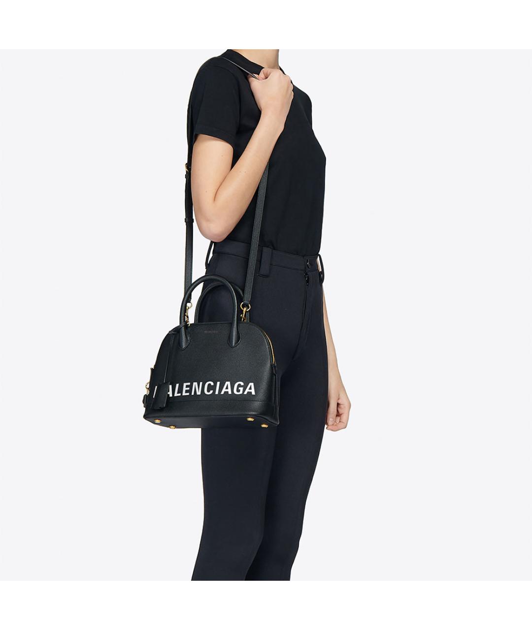 BALENCIAGA Черная кожаная сумка через плечо, фото 7