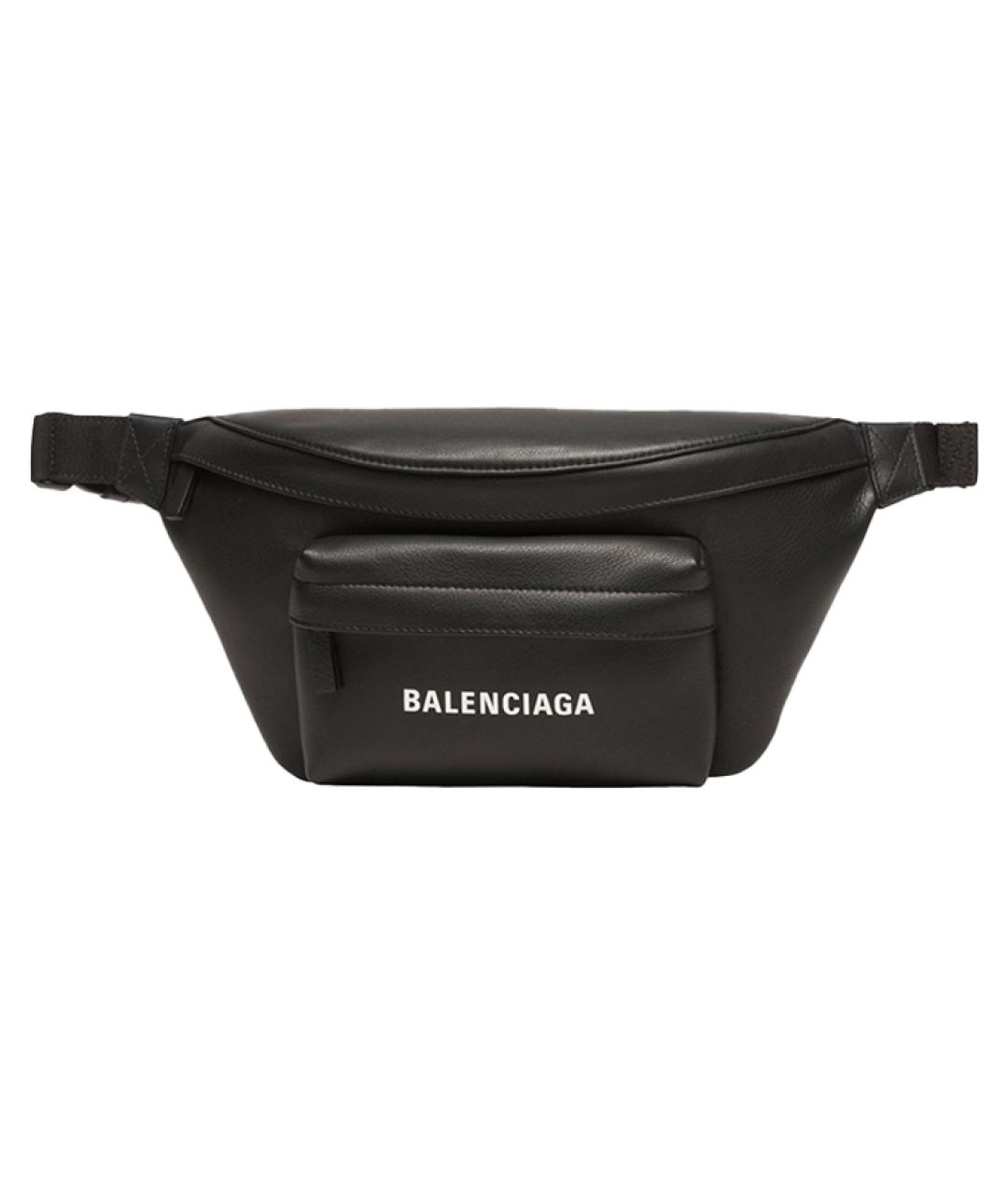 BALENCIAGA Черная кожаная поясная сумка, фото 1